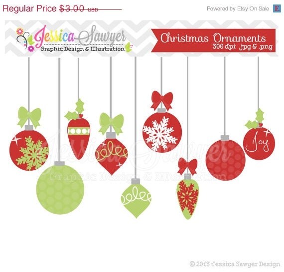 50% OFF - INSTANT DOWNLOAD, christmas ornament clipart, christmas clip art, for commercial use, cards, invitations, design Il_570xn