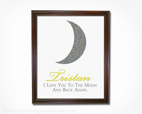 Moon Nursery Art - Choose Your Color - DIY PRINTABLE - Stars and Moon Baby Nursery Wall Art Print Gender Neutral - I Love You To the Moon Il_570xn