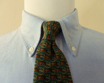 Vintage Brooks Brothers MAKERS All Silk "Horse Bits" Trad / Ivy League Neck Tie. Made in USA.