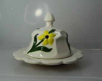 Vintage Ceramic Butter Dish Hand Made Cloche and Plate