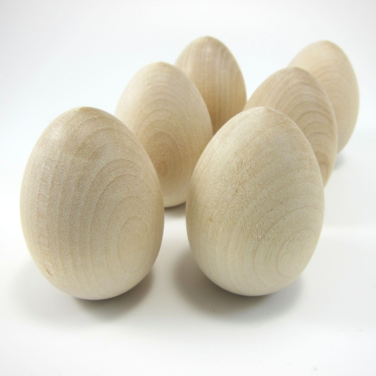 6 Large Wooden Eggs Unfinished Wood Egg. Hen Size Wooden