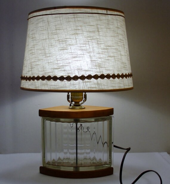 Antique Glass Block Corner Lamp by on Etsy
