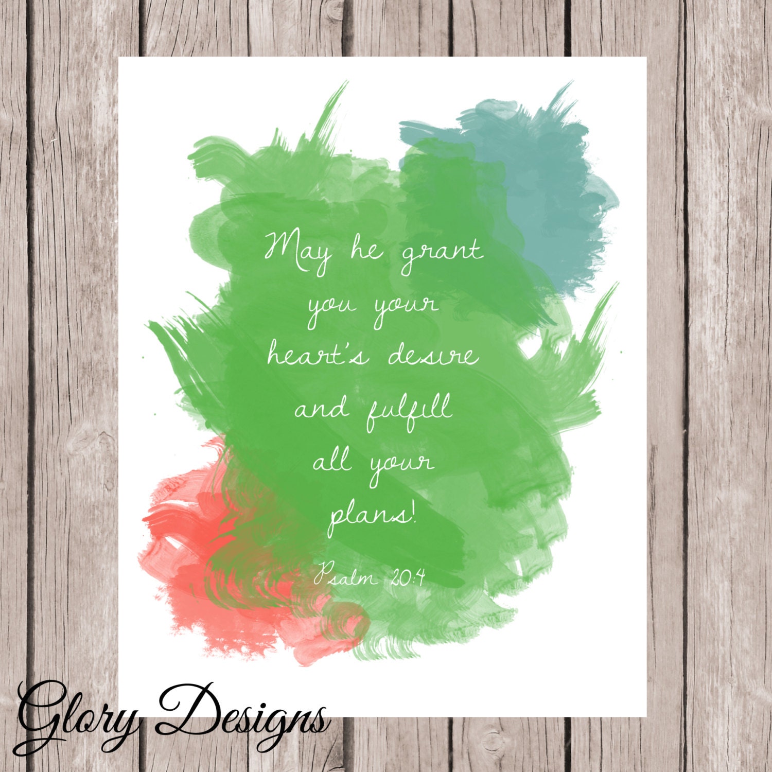 Bible Verse Scripture printable Watercolor Psalm 20:4