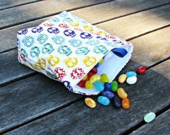 école de crânes d'arc-en-ciel sac réutilisable snack déjeuner essentials