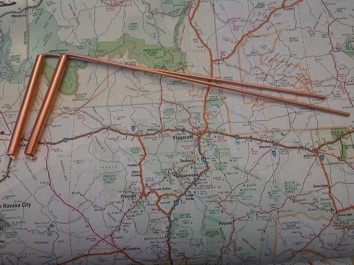 Medium pair of SOLID COPPER LRod dowsing rods