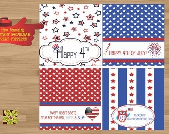 INSTANT DOWNLOAD - Printable 4th of July Treat Toppers (Fourth of July Treat Toppers)
