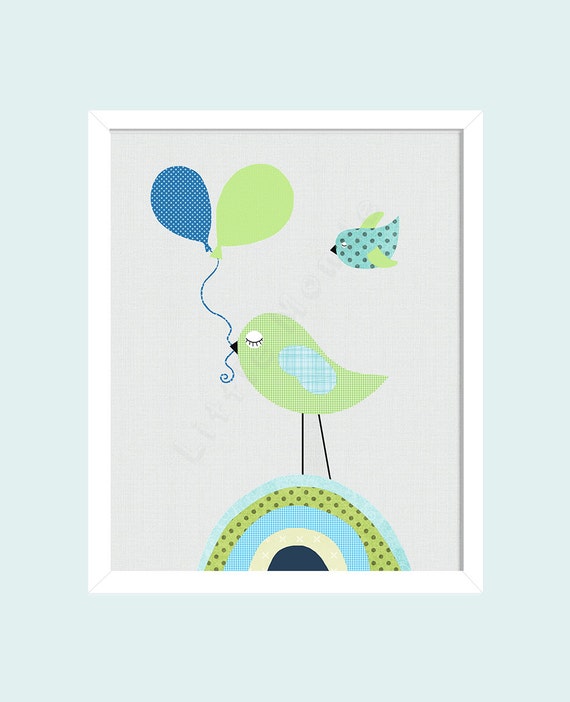 Baby Boy Nursery Prints Blue And Green Nursery by LittleMonde