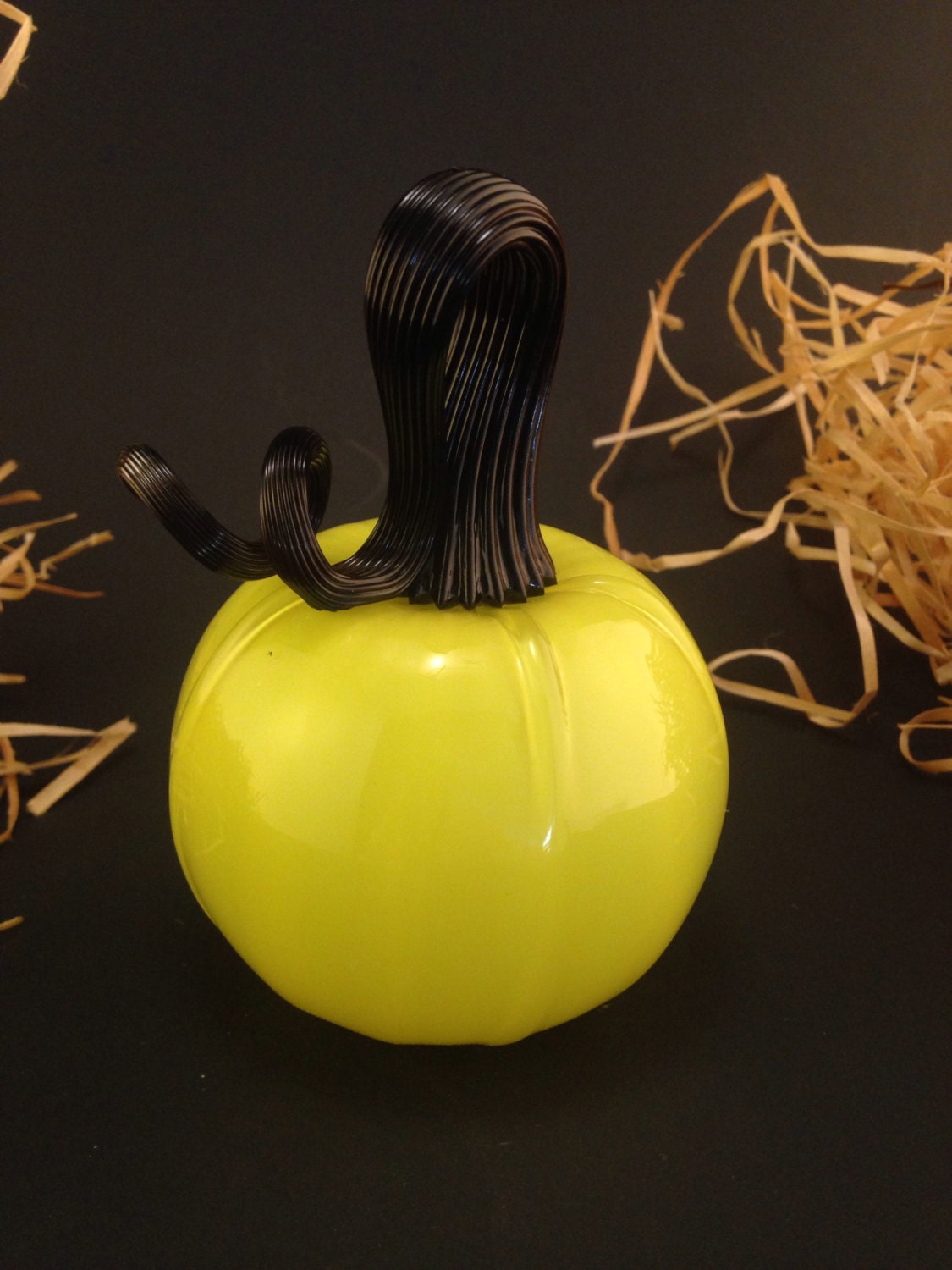 Bright Neon Green Glass Pumpkin FREE SHIPPING