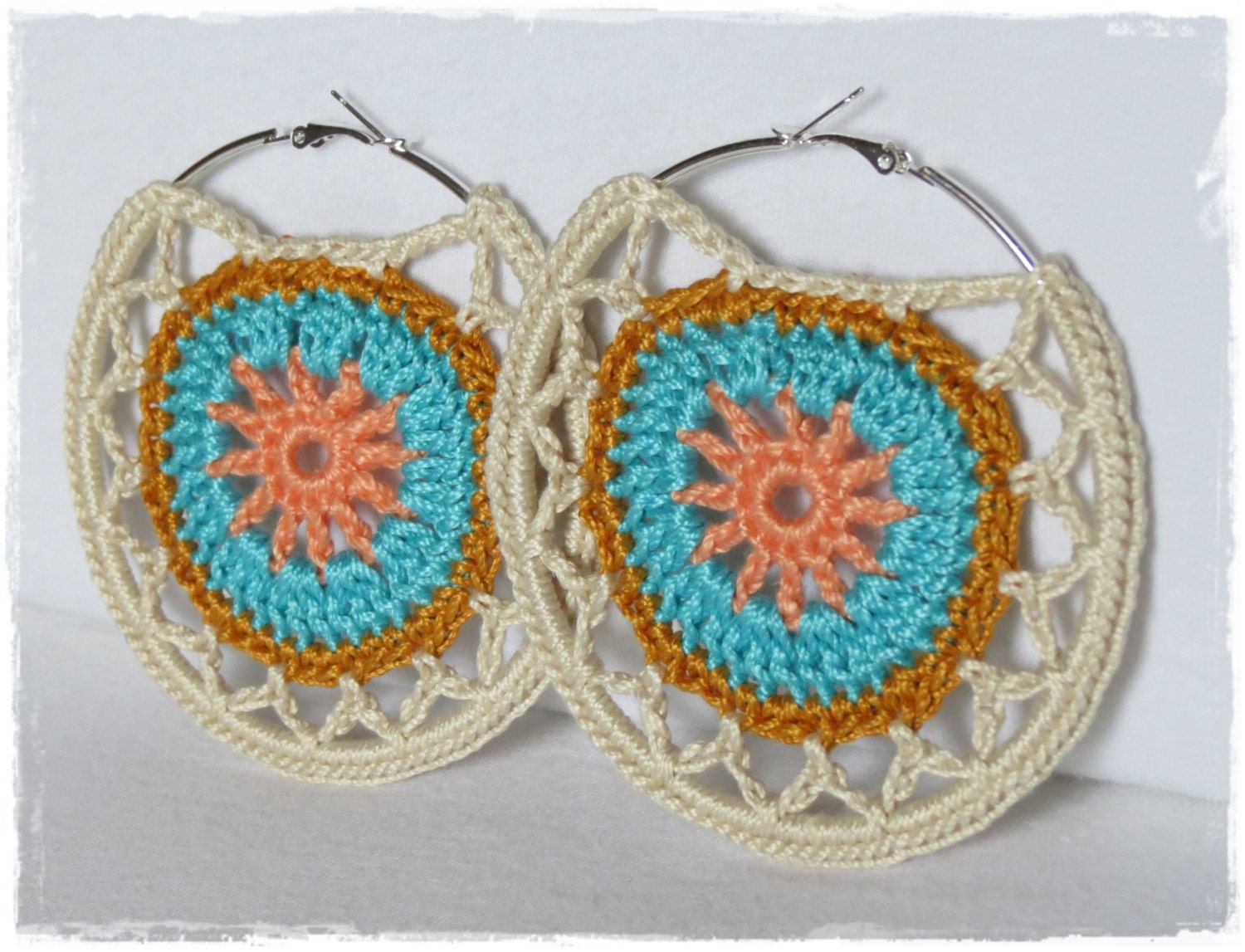 Mandala Hoop EarringsCrochet JewleryLarge