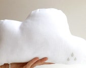 Cloud Pillow with Rain Drops, Baby Room, Kids Room Decor, Modern Nursery Decor, Gender Neutral Nursery, Baby Cushion, Cool Baby Gift, Custom