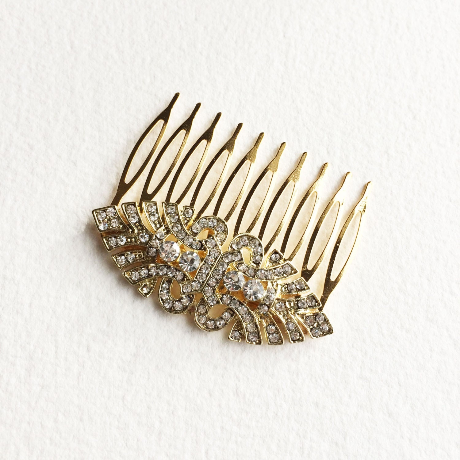Gold hair comb Gold Art Deco Comb Gold hair accessories Art