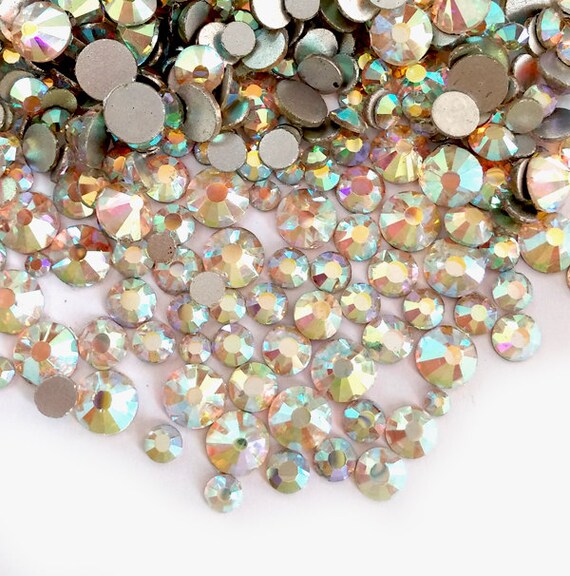 Mixed Size Crystal AB Flat Back Rhinestones High by qrhinestones