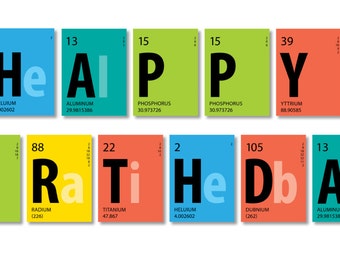 periodic decorations table party Birt ONLY Banner Happy PRINTED hday Periodic Scientist Table