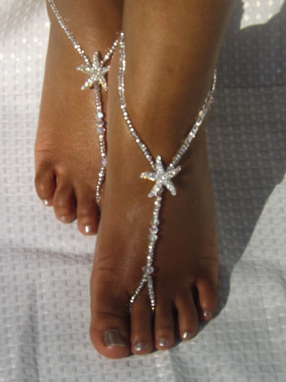 Barefoot Sandals Flower Girl Foot Jewelry Starfish Bridal Wedding ...