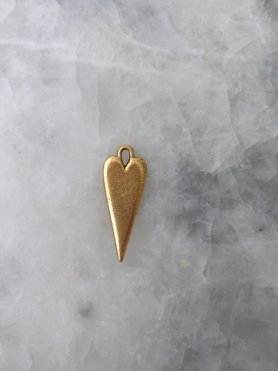 GOLD Elongated Heart Charm Pendant Pewter Jewelry Supplies