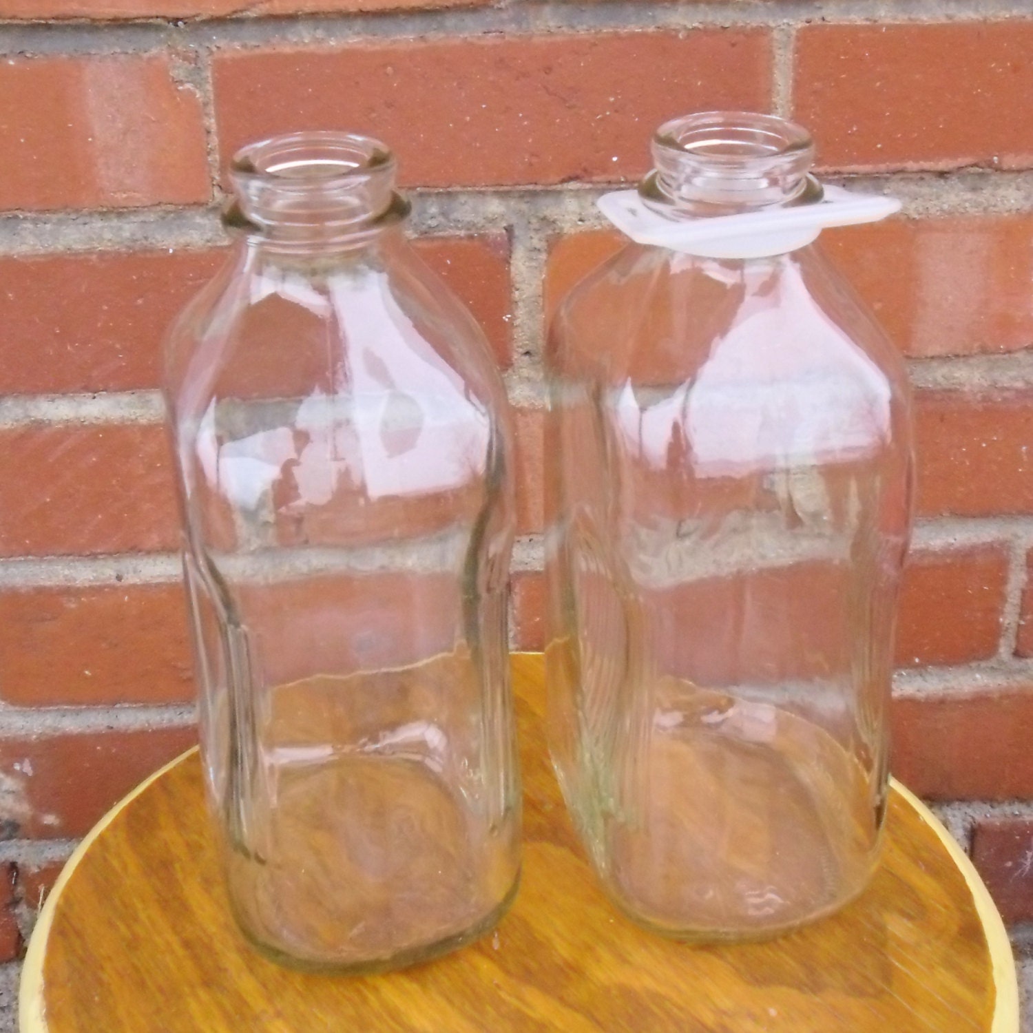 Download Vintage Stanpac clear glass milk bottles set of 2 Yellowimages Mockups
