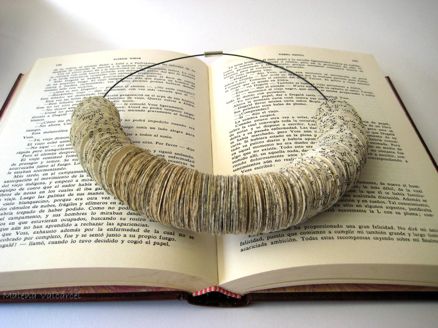 Necklace made of Book paper paper jewelry