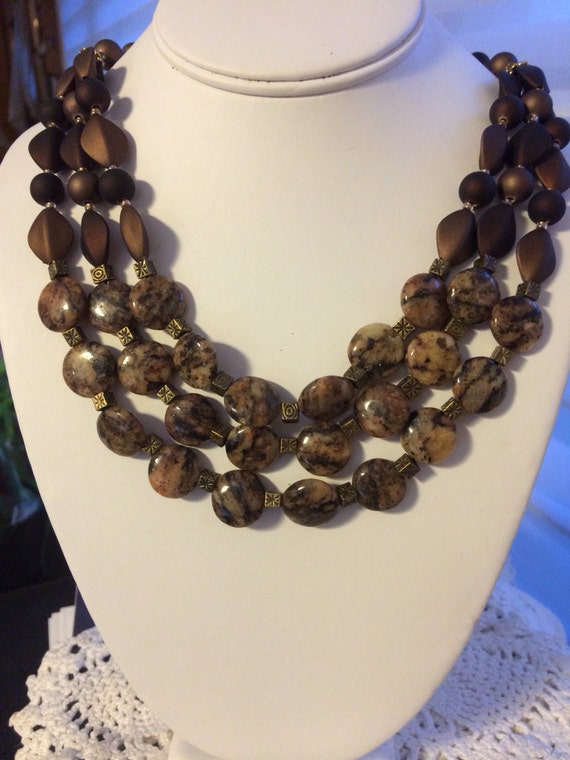 Brown and Black Triple Necklace.