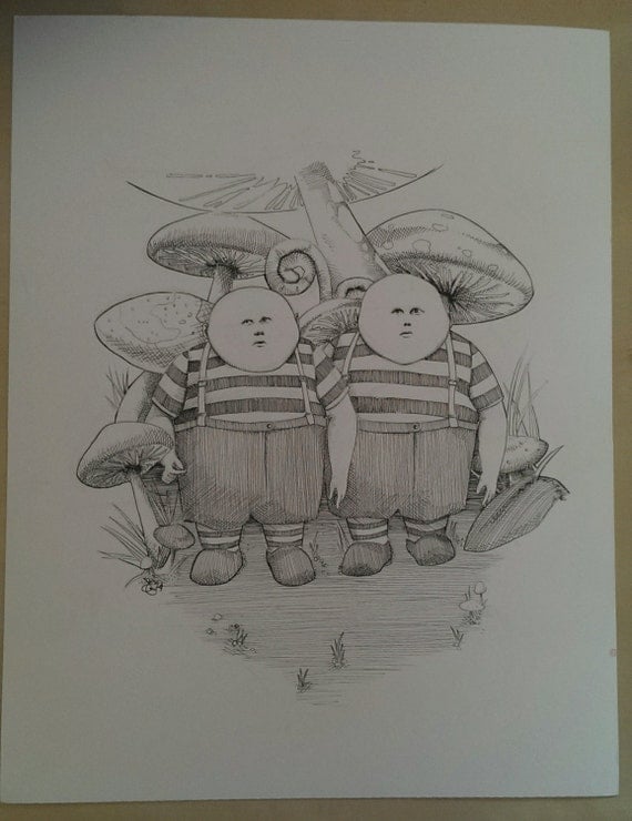 Tweedle Dee and Tweedle Dum Original Ink Drawing Tweedle Dee and Tweedle Dum Original Ink Drawing