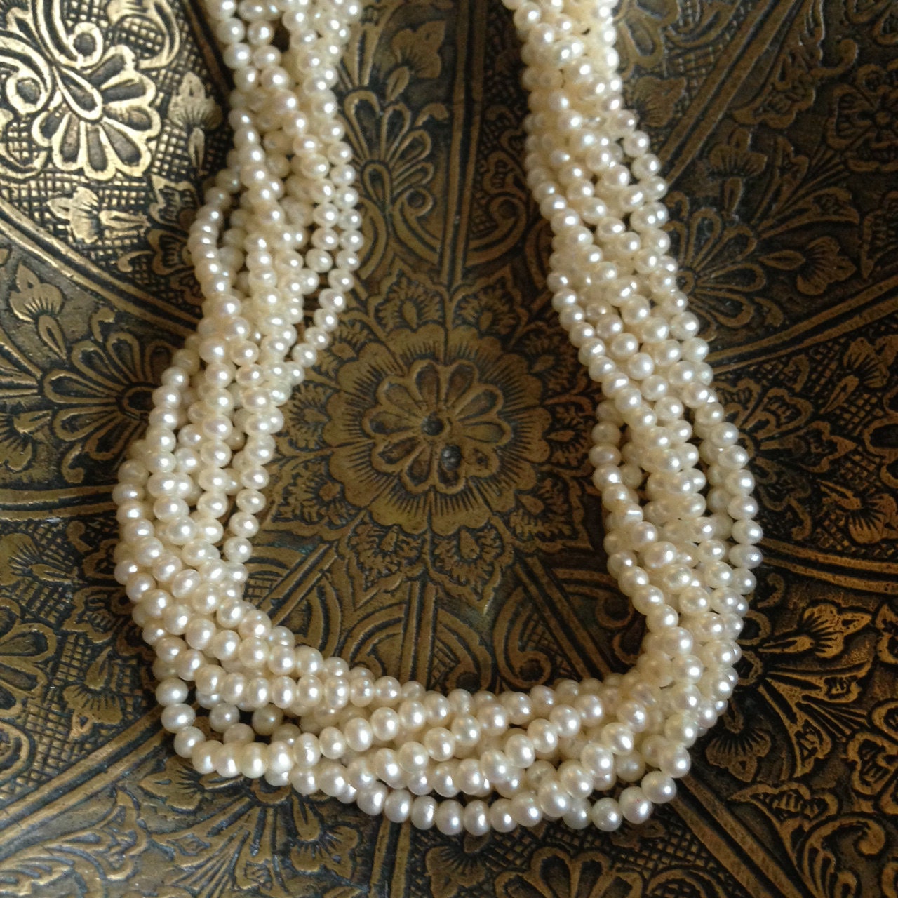 Fine Seed Pearl Necklace Multi Strand Long By Jenvyfoxart