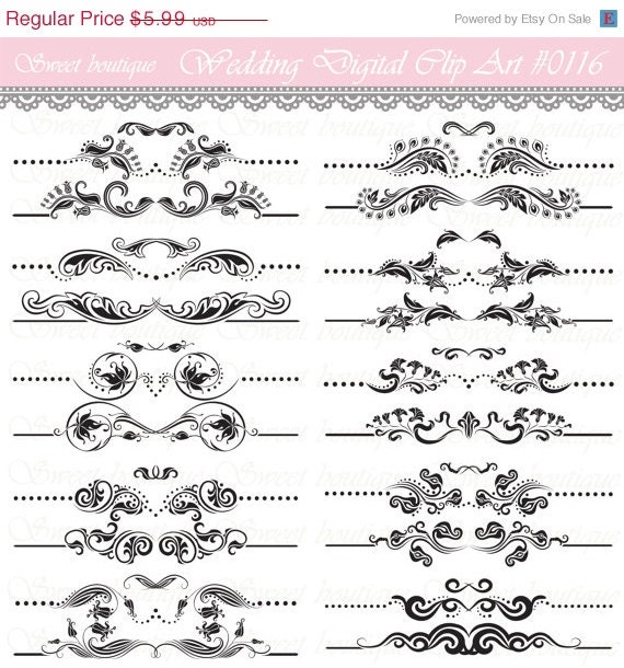 20 Wedding Digital Borders Frames Ornate Retro by MSweetboutique