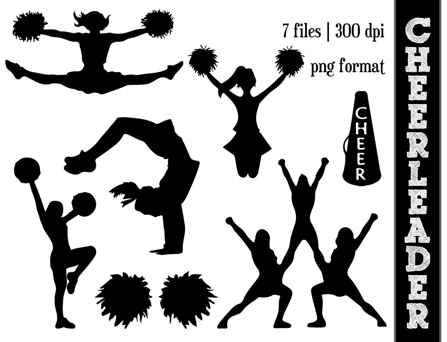 free black and white cheerleader clipart - photo #13