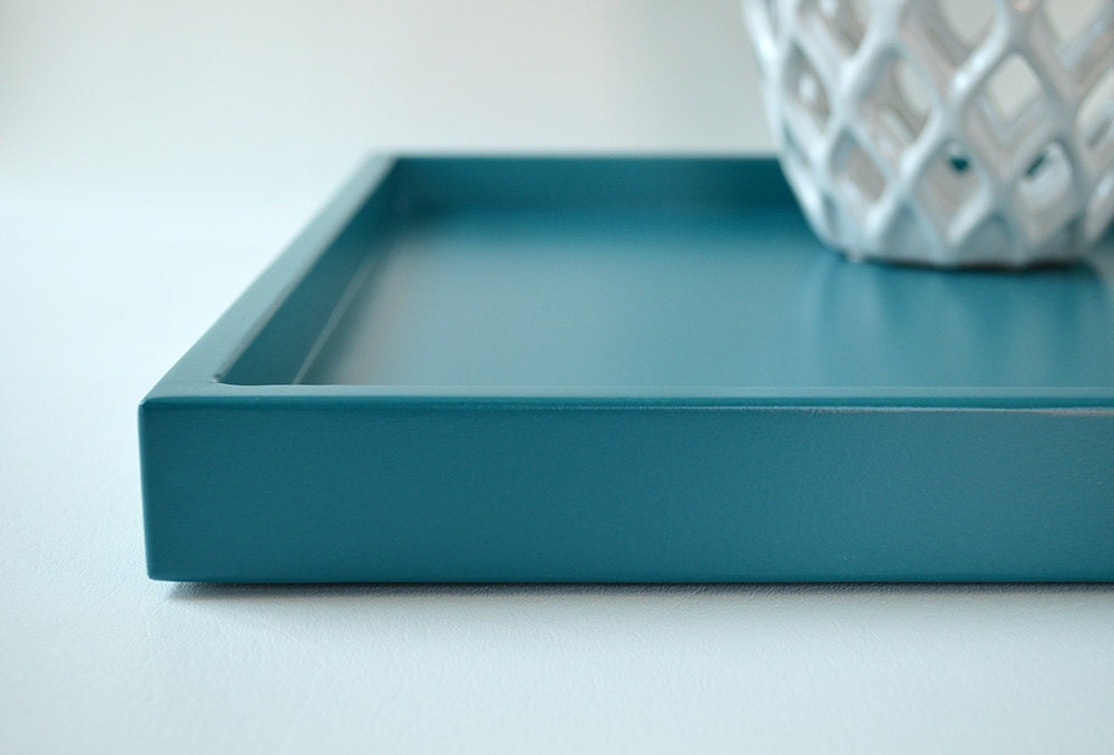 Teal 14 x 18 Shallow Decorative Tray by GleamingRenditions on Etsy