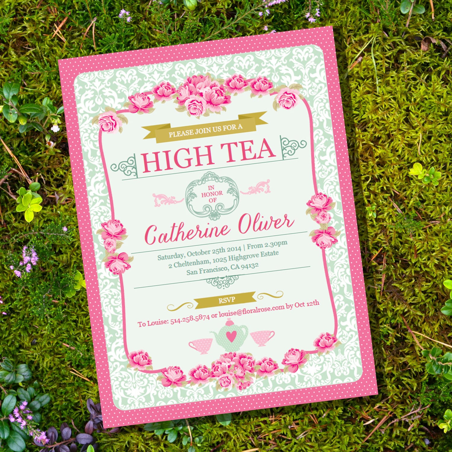 High Tea Party Invitation Instantly Downloadable and