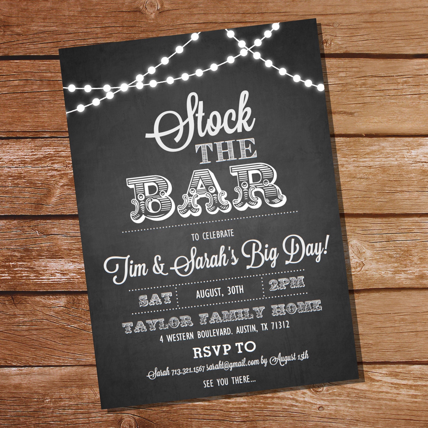 Chalkboard Stock The Bar Engagement Party Invitation Stock