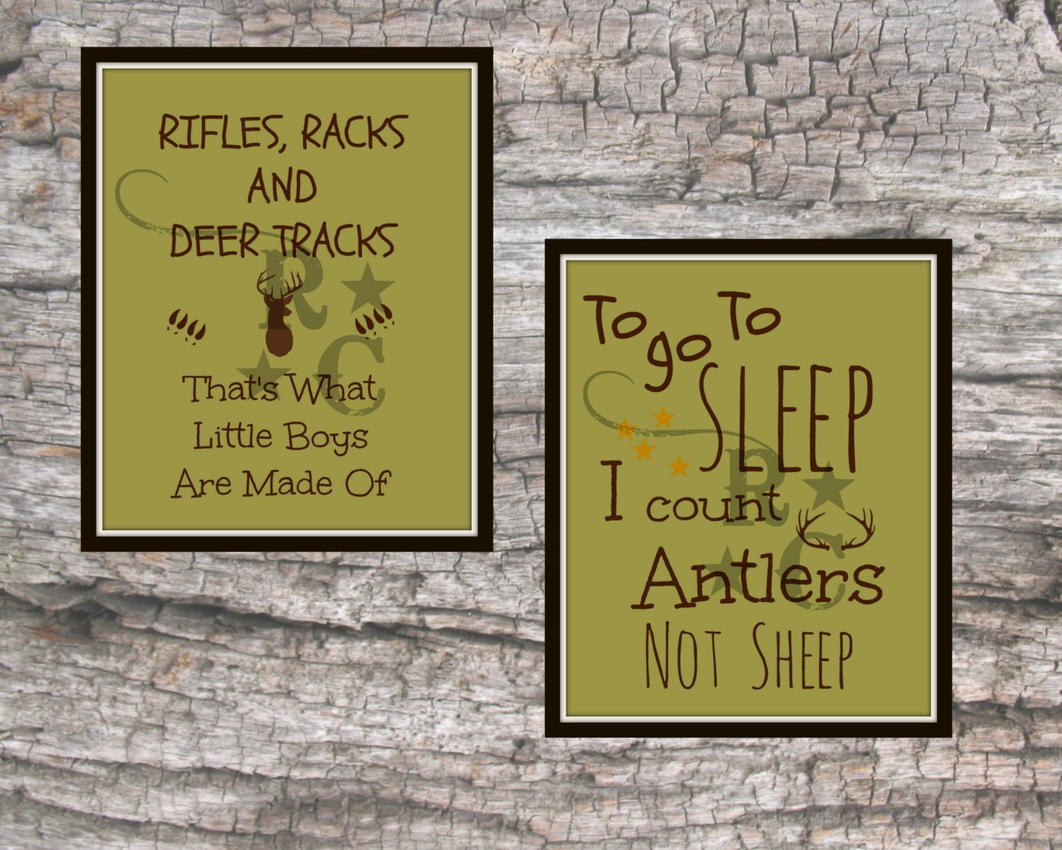 Hunting Nursery Wall Art Rifles Racks Deer TracksTo go to