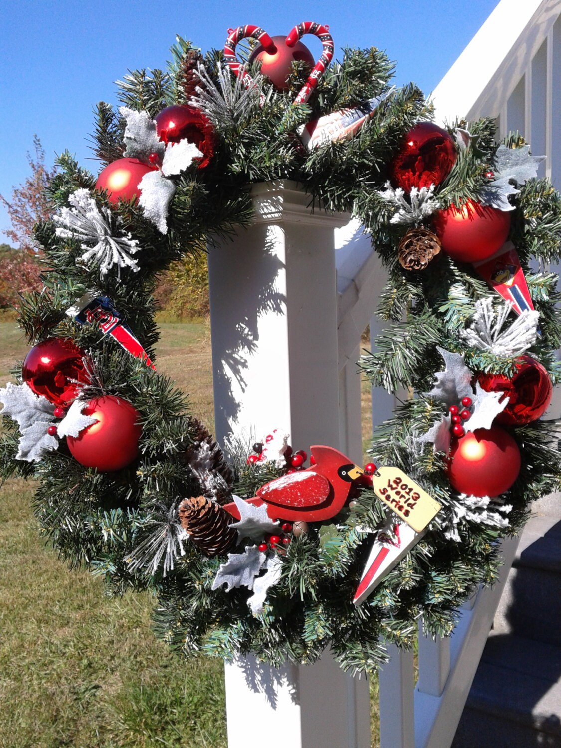 st louis cardinals wreath with red ornaments and banners for st louis cardinals wreath with red ornaments and banners for