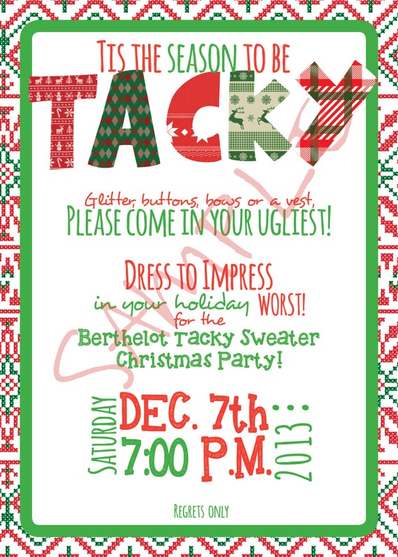 Items similar to Tacky sweater christmas party invite on Etsy