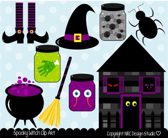 Cute Halloween Clip Art Spooky Witch Clip Art by ...