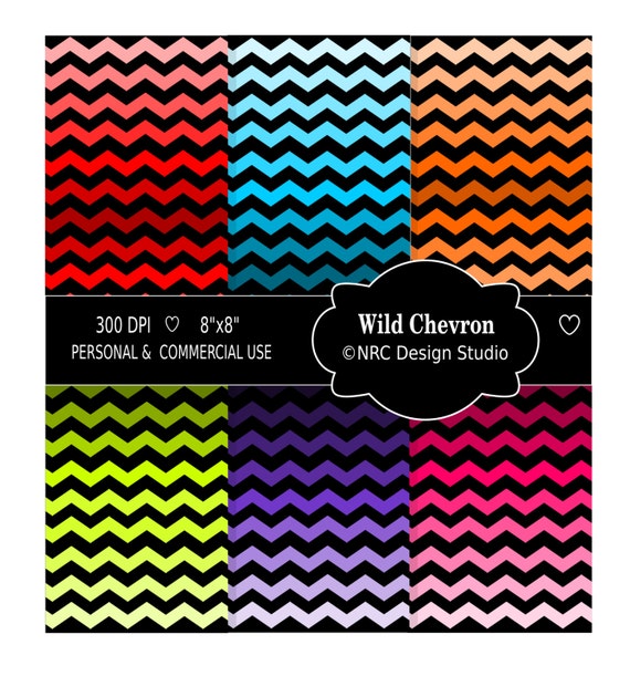 SALE Colorful Chevron Printable Papers - Wild Chevron Digital Papers - Commercial Use Printable Chevron Papers Il_570xn