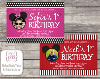 Mickey/Minnie Mouse Birthday Invitation - Customized for DIY Printing