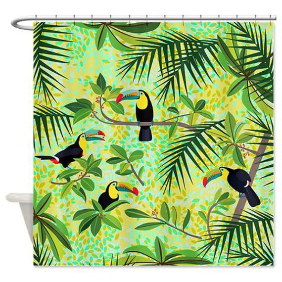 Items similar to Toucans Shower Curtain - Green Tropical Forest ...