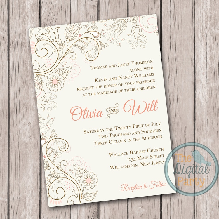 Digital Wedding Invitation Print Your Own by thedigitalparty