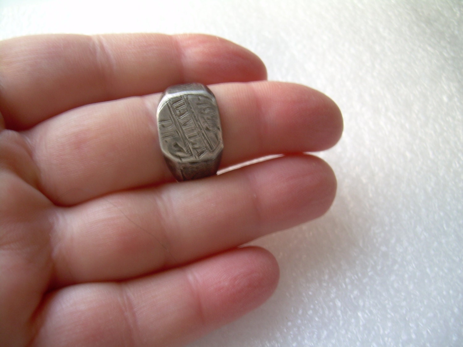 1945 WWII Manila Ring Size 10.5-Vintage Antique Sterling