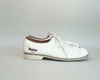 Women's Vintage White Leather B owling Shoes Size 8 ...