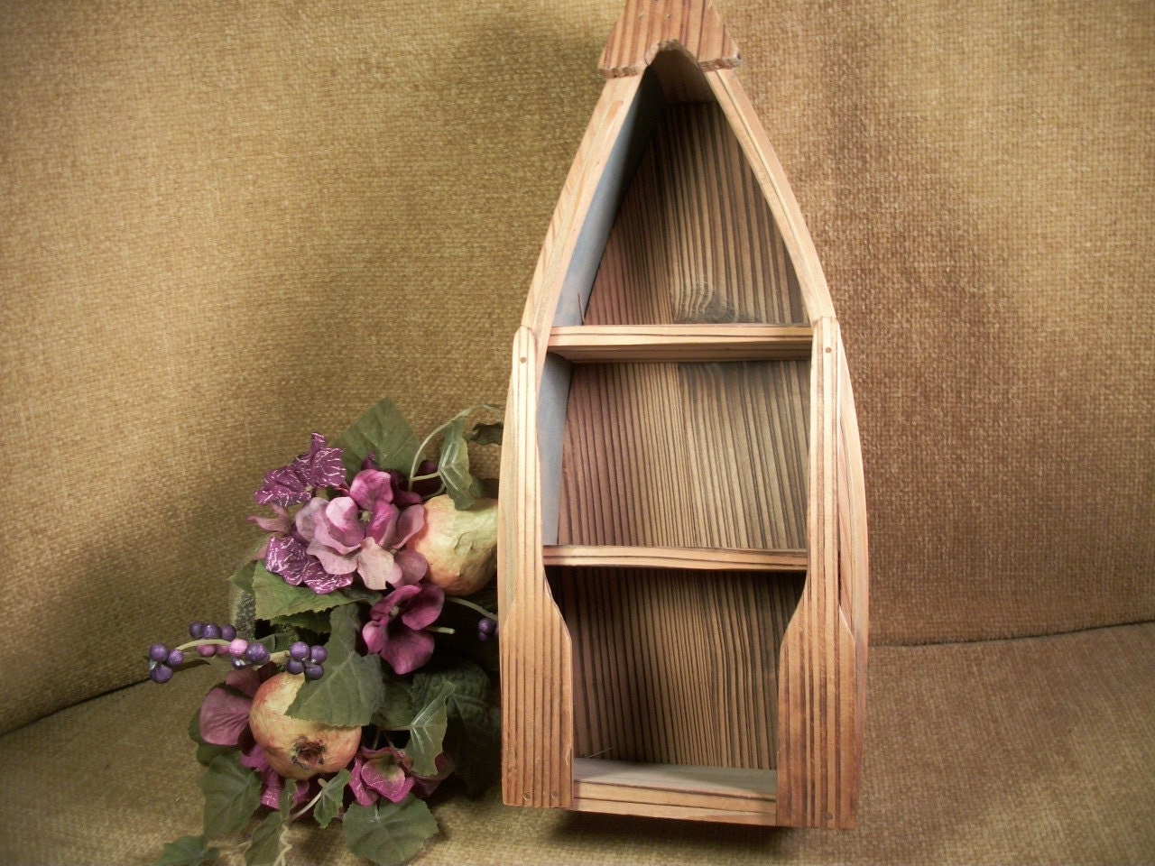 wooden boat display shelf lodge cabin rustic wall hanging home