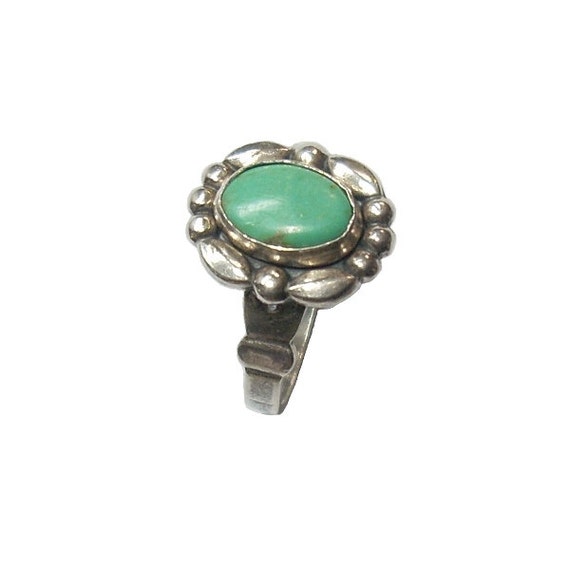 Ladies Vintage Turquoise Ring Sterling Silver Size 5 12 Bell Trading ...