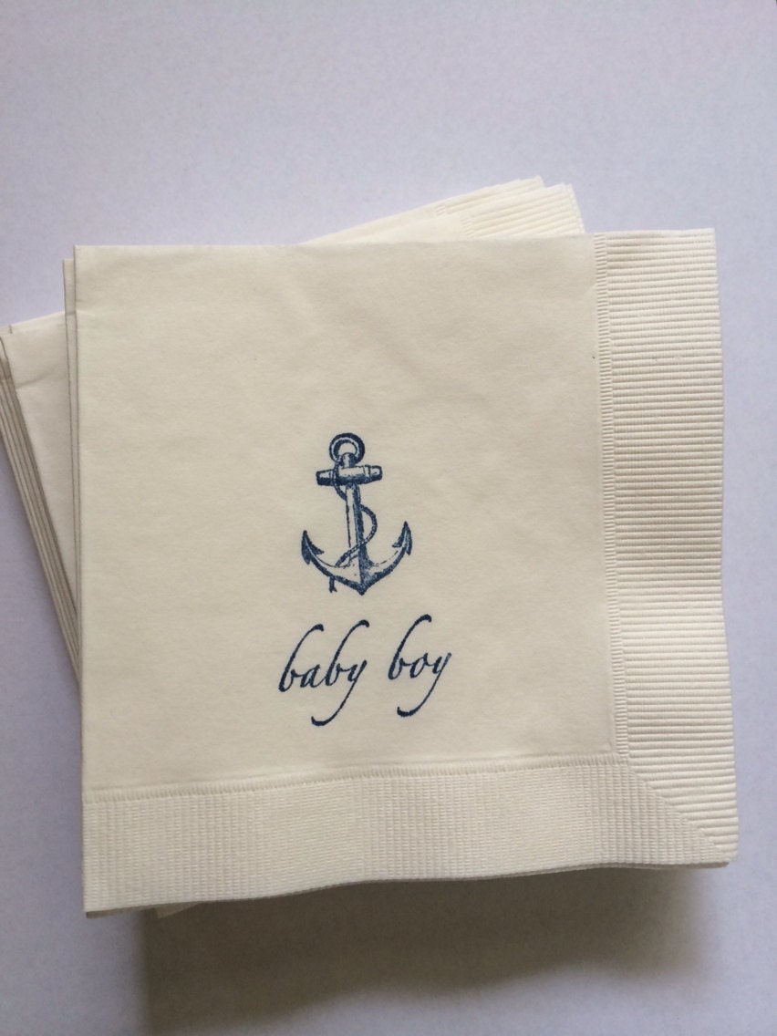 Navy Blue Nautical Baby Boy Shower Cocktail Napkins Set of 50