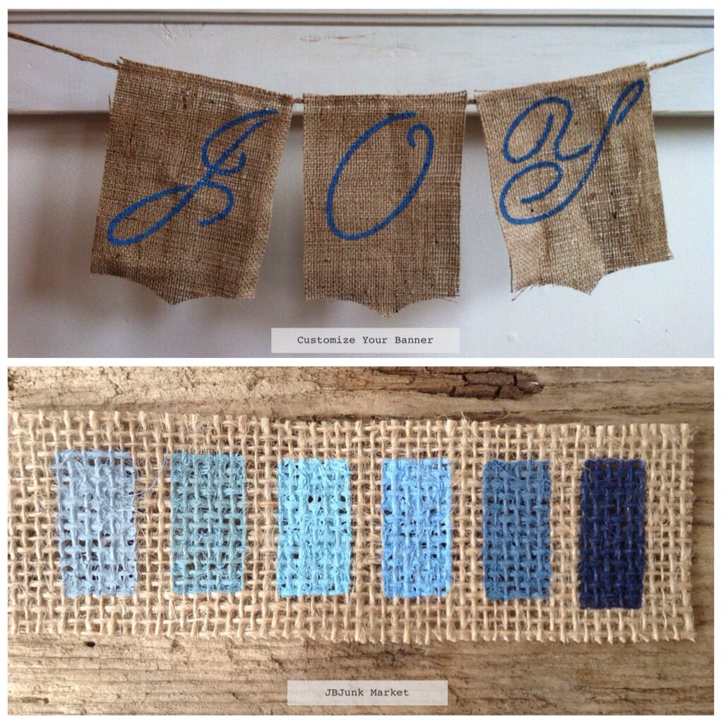 Custom Burlap Banner Blue Burlap Banner Beach Wedding