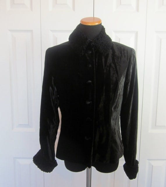 Vintage Black Velvet Jacket Short Dressy Jacket by GroovyGirlGarb