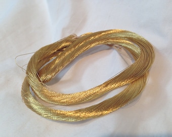 Vintage 24K Gold Thread Wrapped Around Silk