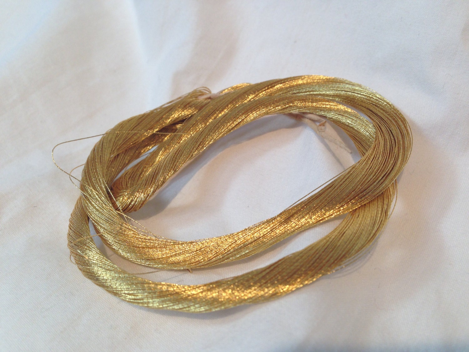 Vintage 24K Gold Thread Wrapped Around Silk