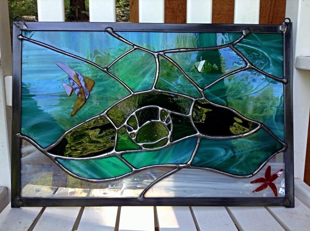 Stained Glass Panel Sea Turtle