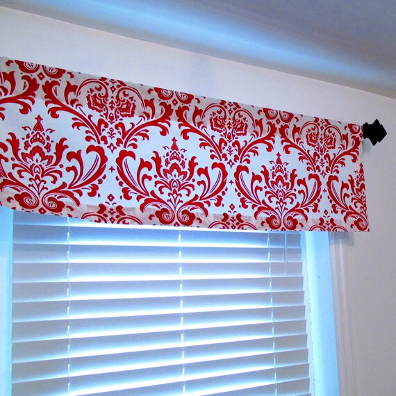 Straight Valance White Red Damask Premier Prints Traditions