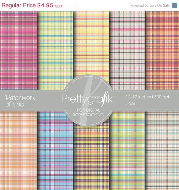 60% OFF SALE plaid digital paper, commercial use, scrapbook papers, background - PS508 Il_570xn