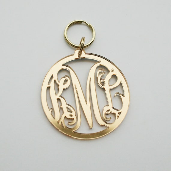 Download Monogram cutout keychain with circle font or vine font